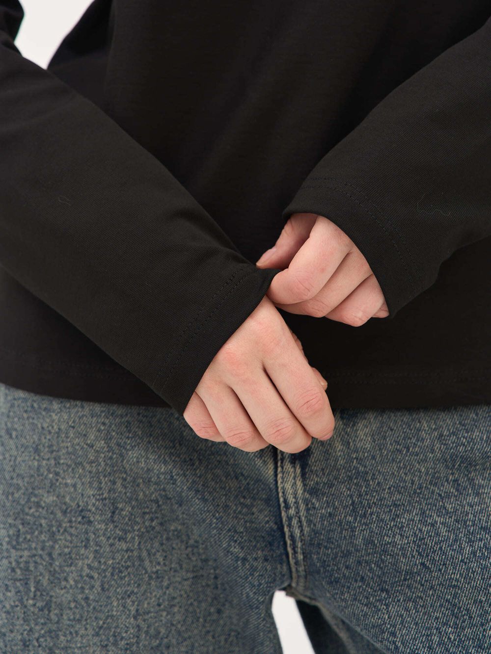 Лонгслив из 100% хлопка "Уголь" женский