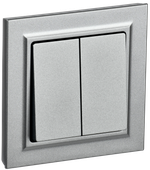 BRITE Выключатель 2-клавишный 10А в сборе ВСР10-2-0-БрА алюминий IEK