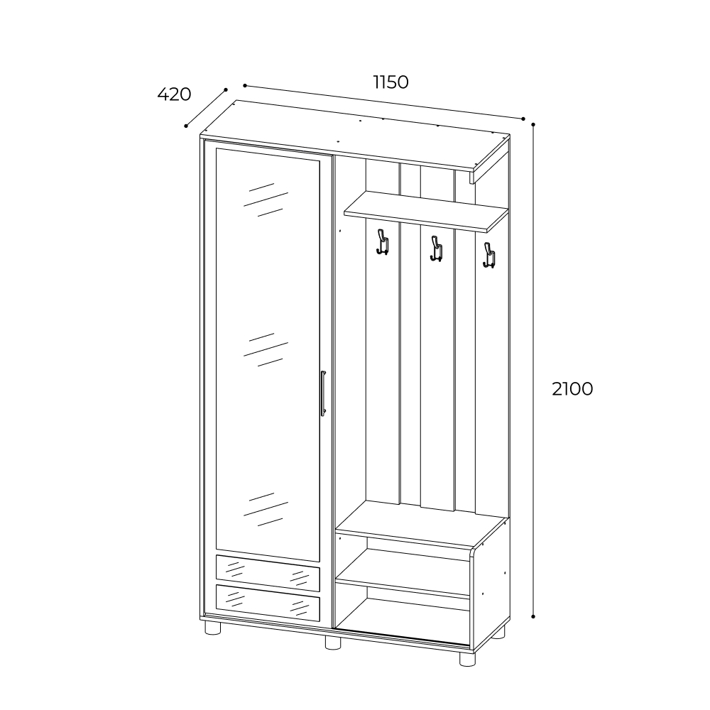Прихожая Ларго-2, дуб крафт золотой
