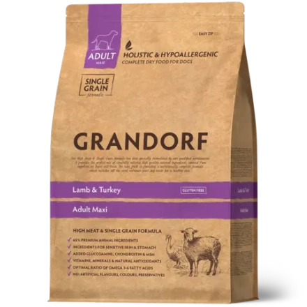 Grandorf Lamb & Turkey, Adult Maxi для крупных пород (Ягнёнок с индейкой)