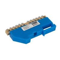 Шина нулевая 12 отверстий, изолятор на DIN-рейку синий, 6х9 мм