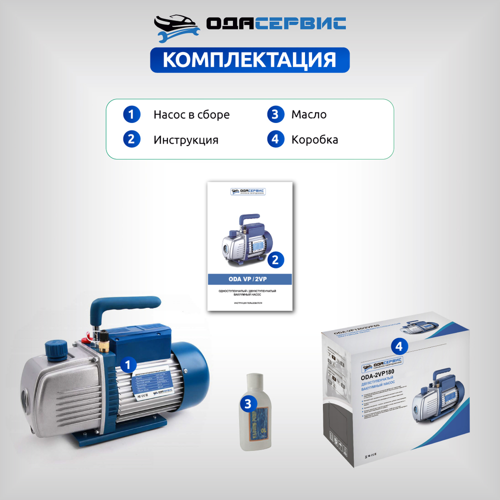 Двухступенчатый вакуумный насос 180 л/мин Ода Сервис ODA-2VP180