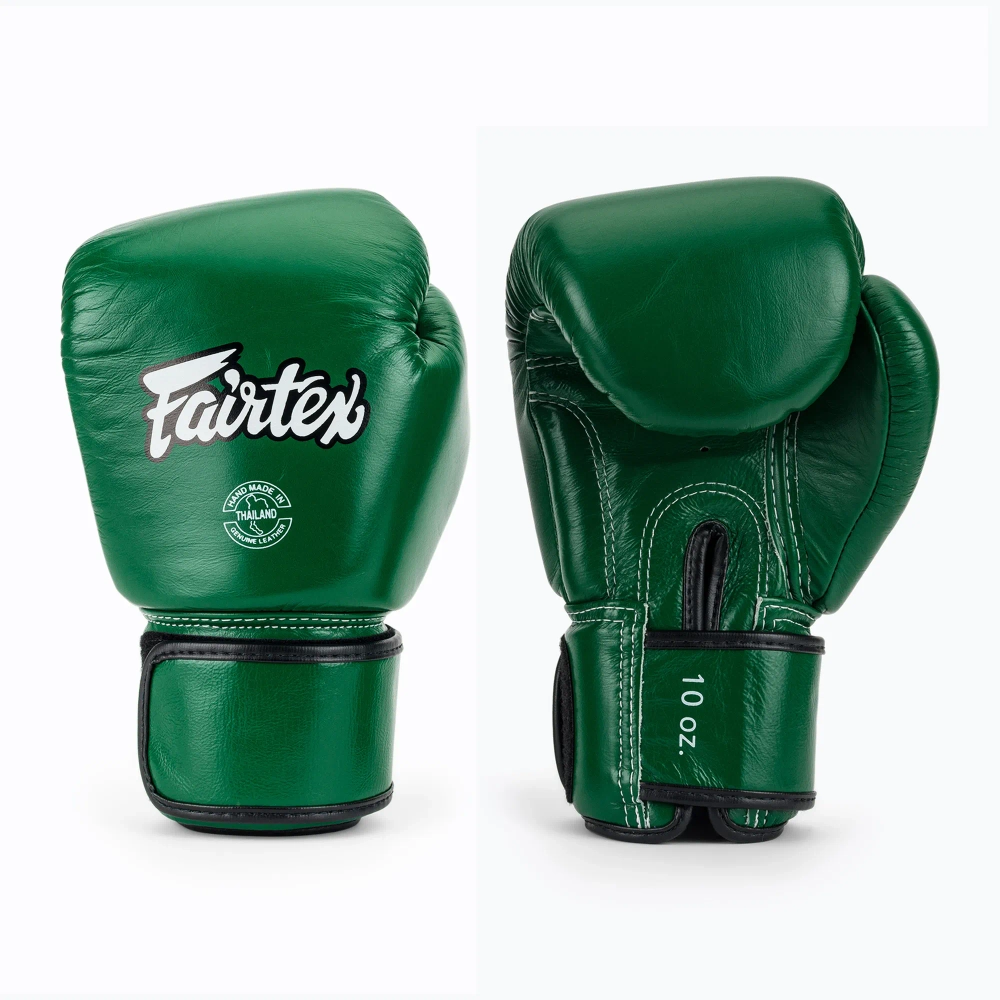Боксёрские перчатки Fairtex Real Leather Boxing green