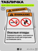 Табличка для обеспечения безопасности "Внимание опасные отходы", для производства, предприятия, 40х30 см, Silver Plane x Айдентика Технолоджи