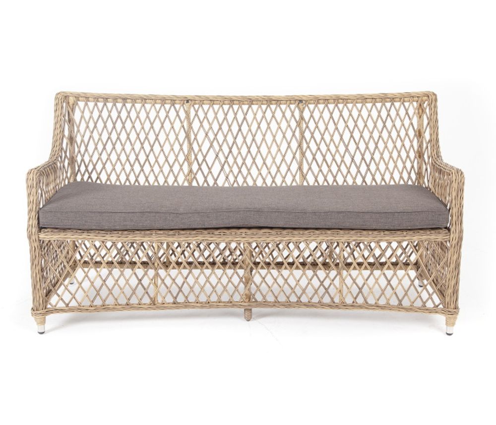 "Латте" диван двухместный из искусственного ротанга, цвет соломенный
