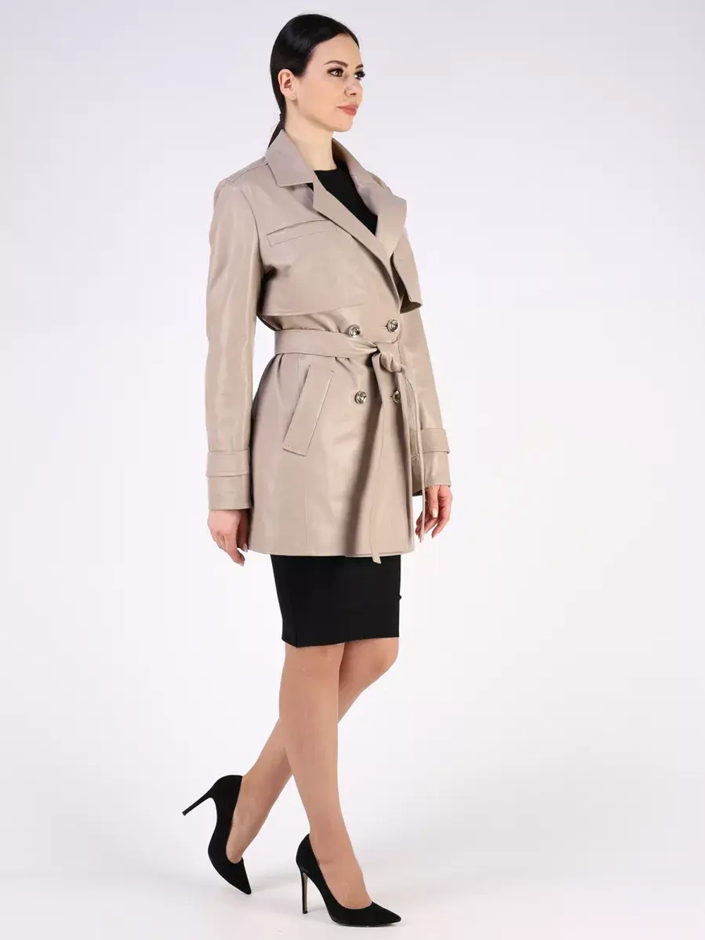 Кожаная куртка осень Турция тренч короткий