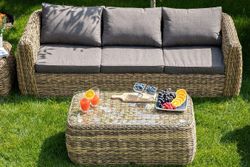 "Кальяри" диван трехместный плетеный из искусственного ротанга (гиацинт), цвет соломенный