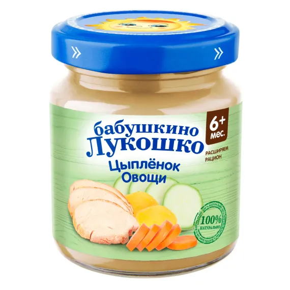 Пюре Бабушкино лукошко цыпленок-овощи для детей с 6 месяцев 100 г
