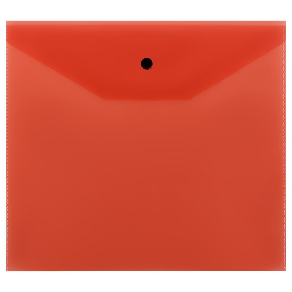 Папка-конверт на кнопке А5+ пластик, прозрачная, красная (Стамм)