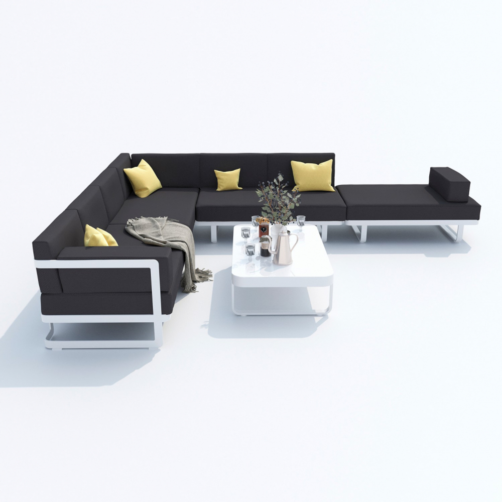 Лаунж зона угловая Ideal Patio ТЕСОРА антрацит - белый каркас