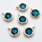 Подвеска Круг, цвет золото+синий, размер 9*7,5 мм, цена за 1 шт