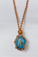 Авоська-подвеска для кристаллов коричневая в стиле бохо