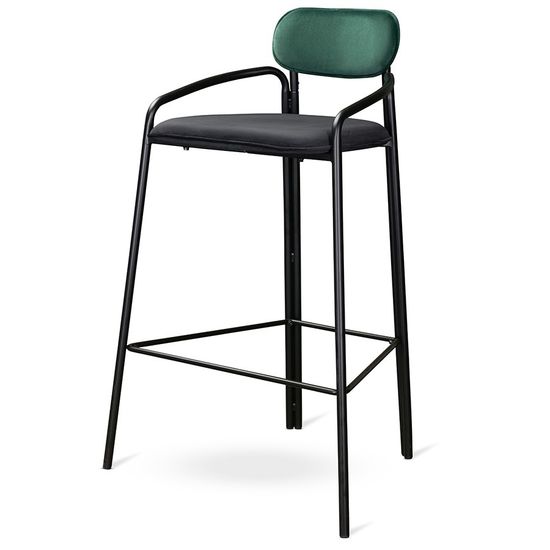 Стул барный ror, round, велюр, черный/темно-зеленый/черный