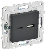 SKANDY Розетка USB A+C 18Вт SK-R13G графит IEK