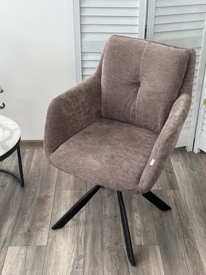 Стул ФЕДЕРИКО ДАНС 180 град. поворотный, NORDIC 35 Серо-коричневый / Черный каркас