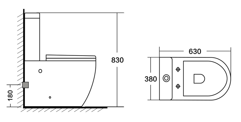 Унитаз напольный Azario CORSA 630x380x830 безободковый с бачком и сиденьем микролифт (AZ-2062S)