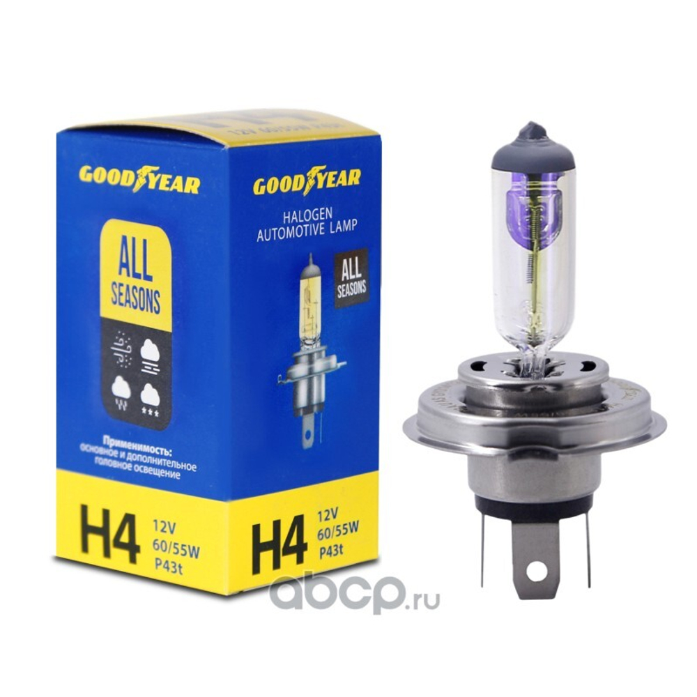 Автолампа 12V H4 60/55W Goodyear