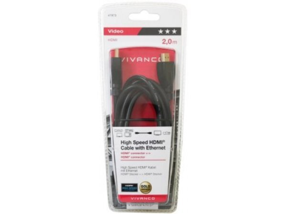 HDMI-кабель с Ethernet Vivanco High Speed, 2 м (47973)