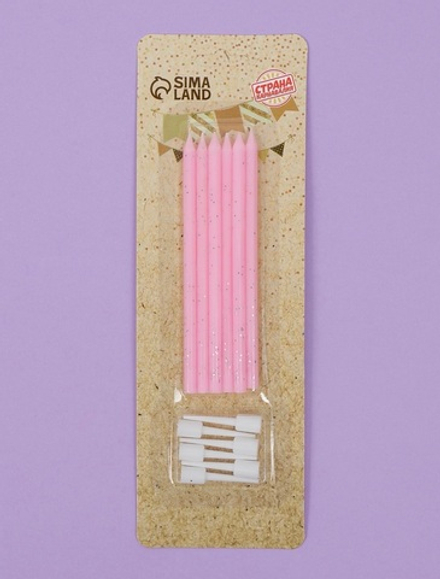 Свечи для торта «Розовая вечеринка», 6 шт., розовые