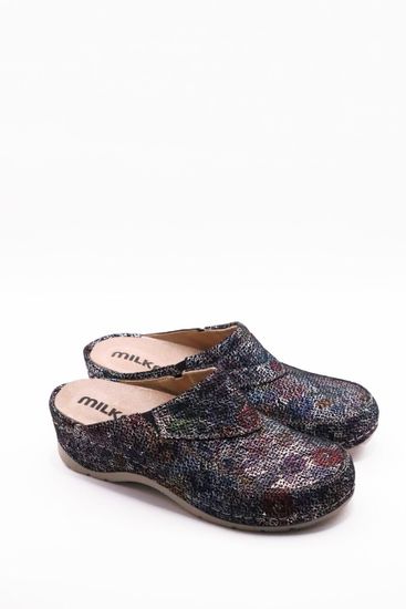 «Nika» | Женские сабо (черный цветок)