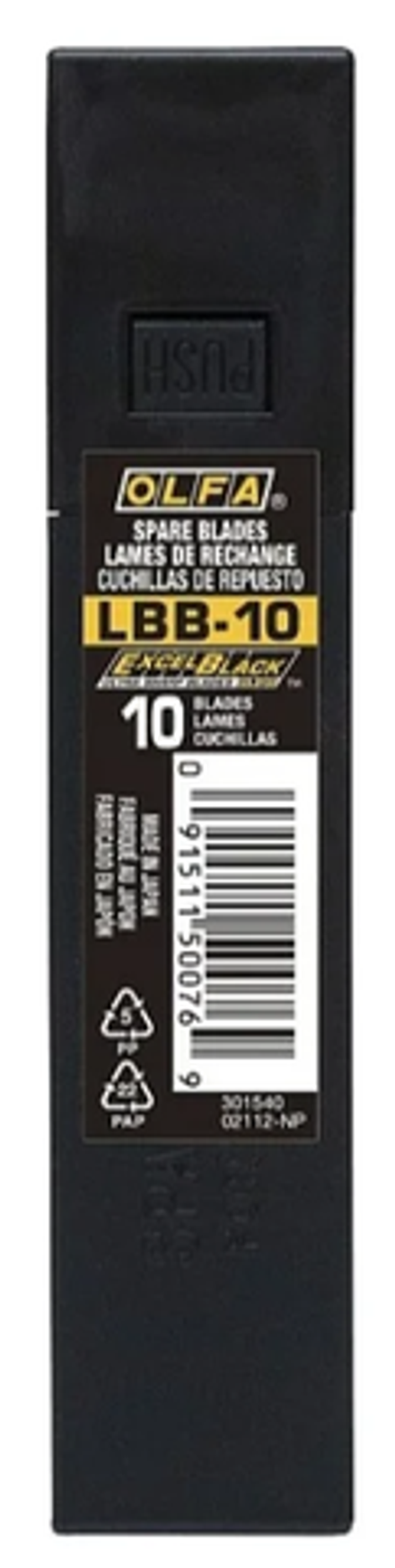 OL-LBB-10B OLFA EXCEL BLACK 18мм 10шт в боксе сегментированные лезвия