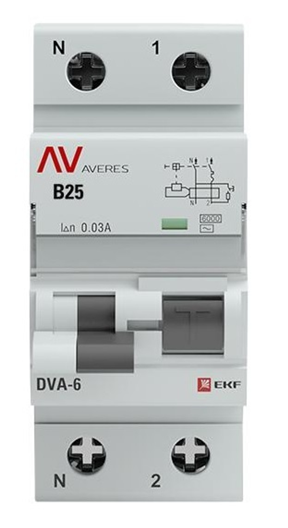 Автомат дифференциальный EKF rcbo6-1pn-25B-30-ac-av