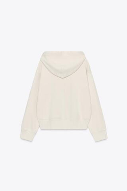 ZARA ХУДИ В СТИЛЕ РУСТИК С КАПЮШОНОМ, ЭКРЮ