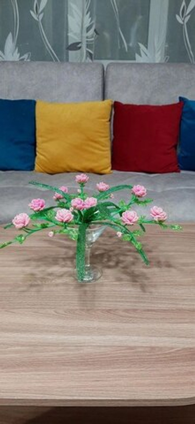 Розочки из бисера в бокале 21см