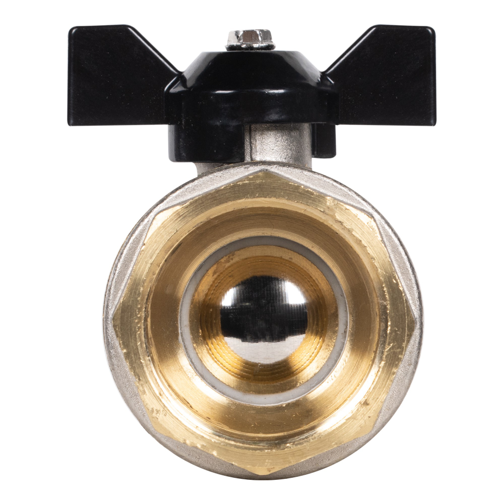 Кран шаровой латунный LD Pride 47.32.B-B.Б Ду 32 Ру 25 вн-вн, (бабочка)