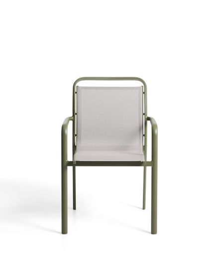 Уличный стул Luri из алюминия зеленого цвета и бежевого текстиля
