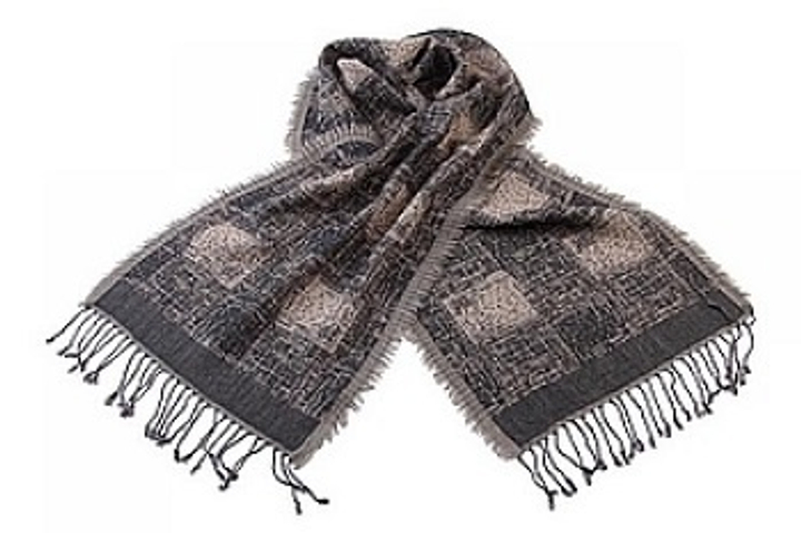 Кашне материал Шерсть вареная (Lana cotta) Квадраты цвет черно-зеленый темно-бежевый размер 160х35 см.