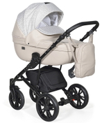 Детская коляска Indigo Mio+F 3 в 1 Mi 02 св.бежевая кожа+св.бежевый узор