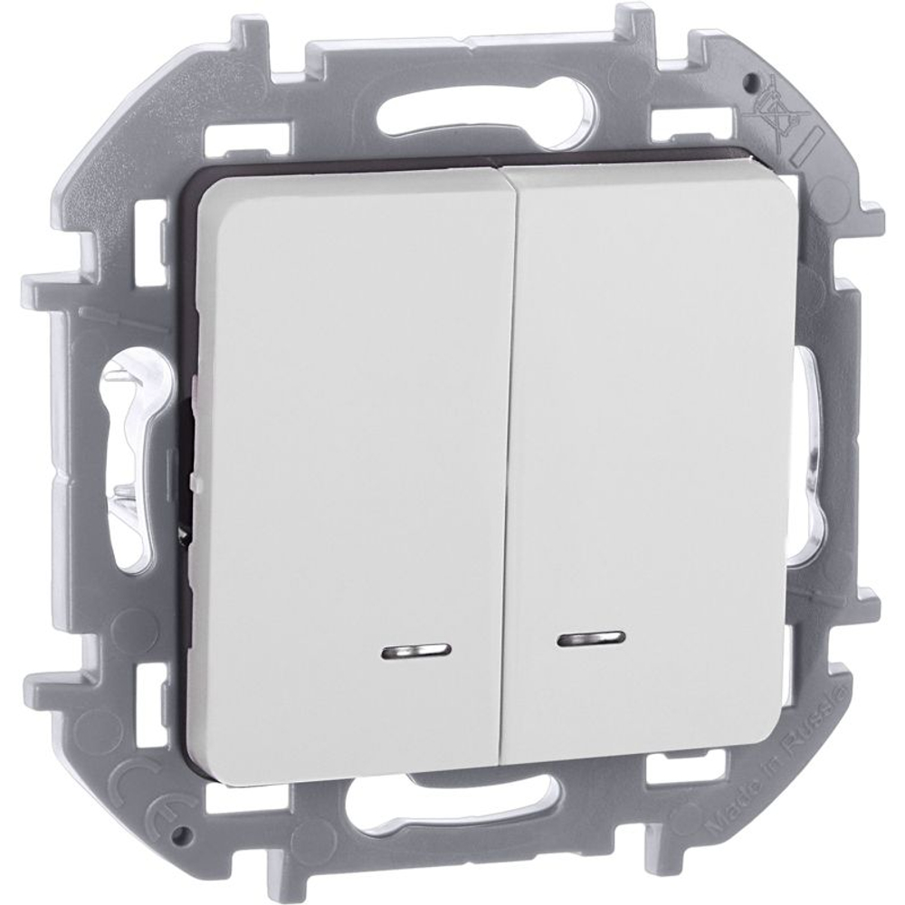 Выключатель 2-кл. Inspiria 10А IP20 250В 10AX с подсветкой/индикацией механизм бел. IEK 673630