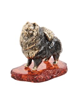 AM-1325 Фигурка «Шпиц» (латунь, янтарь)