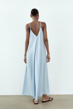 ZARA СТРУЯЩЕЕСЯ ОБЪЕМНОЕ ПЛАТЬЕ, ГОЛУБОЙ