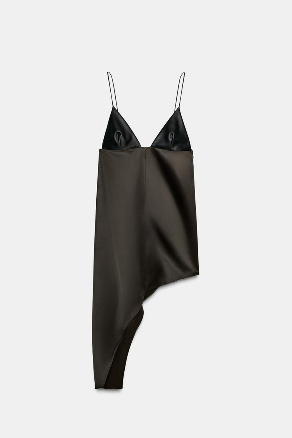 ZARA КОМБИНИРОВАННЫЙ АСИММЕТРИЧНЫЙ ТОП — ZW COLLECTION, ШОКОЛАДНЫЙ