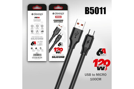 Кабель USB - Micro DEESPI DS56 Silicone 120W (черный) 1м