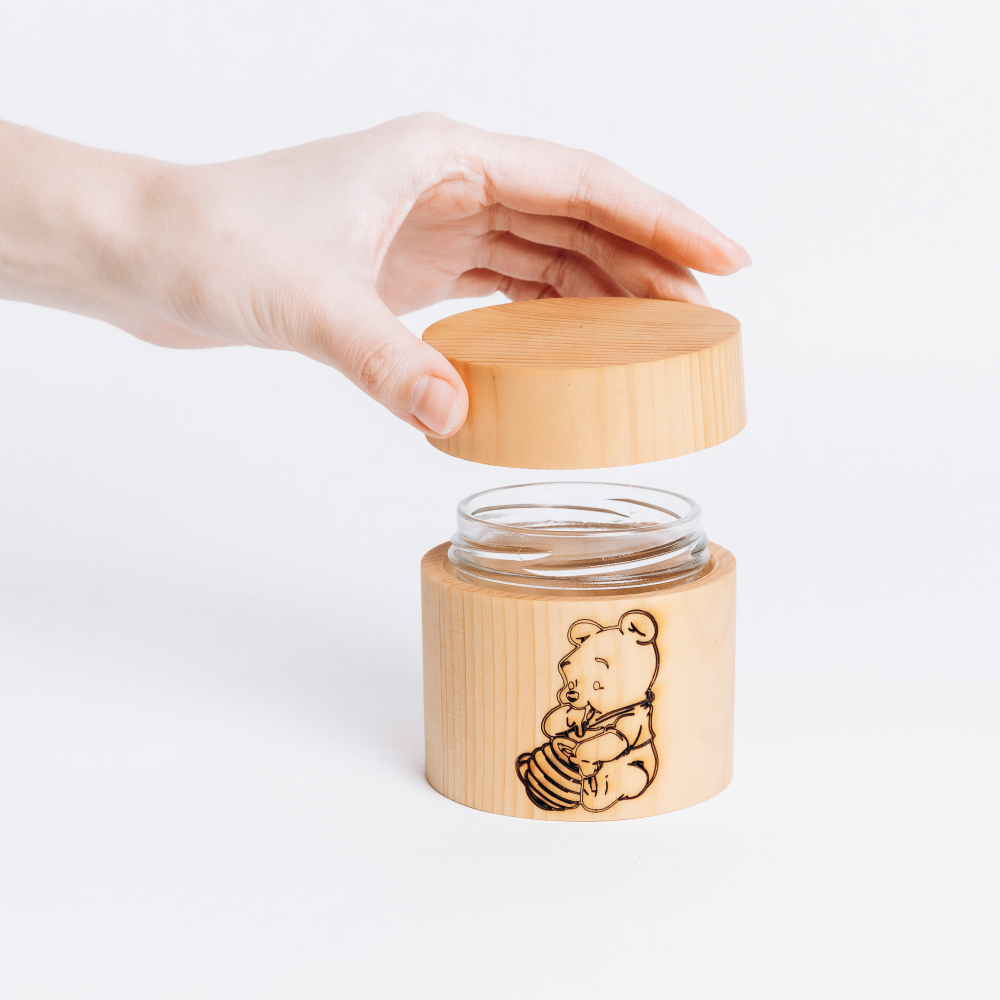 Герметичный контейнер (баночка) с крышкой из сибирского кедра. K58