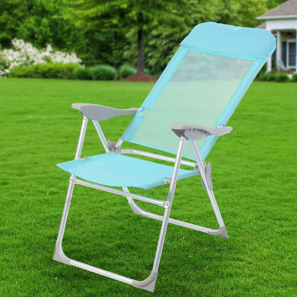 Кресло складное пляжное 60х60х112 см, голубое, 100 кг, Green Days, YTBC048-1