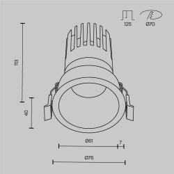 Встраиваемый светильник Technical DL118-15W-3K-W