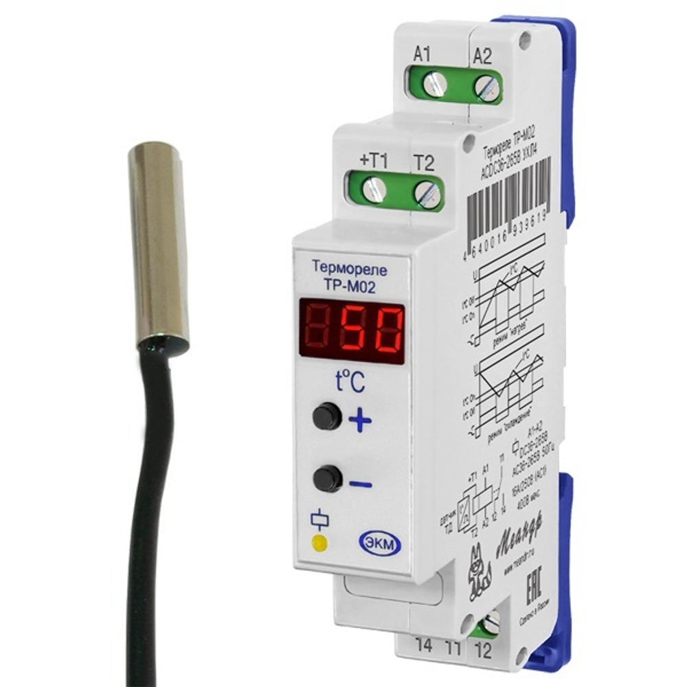 Реле контроля температуры ТР-М02 ACDC36-265В с датчиком ТД-3 УХЛ4 Меандр 2000016934038