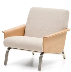 Кресло Amsen, бежевое с подлокотниками из шпона дуба