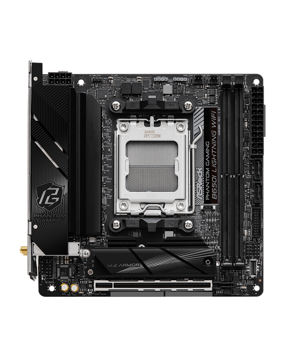 Материнская плата ASROCK B650I LIGHTNING WIFI, AM5, B650, 2*DDR5, HDMI, 2xSATA3 6.0, M.2 Socket, RAID, USB 3.2, USB 2.0, Type-C, mITX