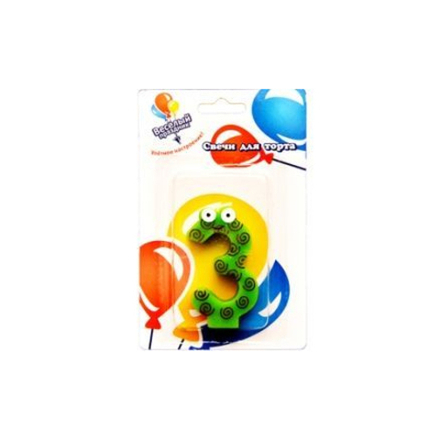 РАСПРОДАЖА Свеча Цифра 3 Веселые глазки