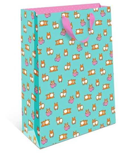 Пакет подарочный, Милые корги, 22*18*10 см, 1 шт.