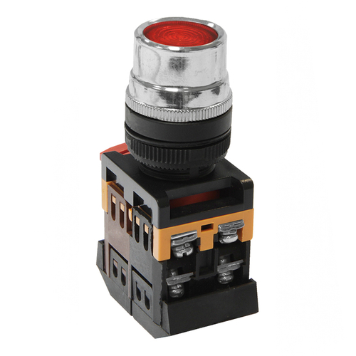 Кнопочный выключатель ABLF-22 красная с подсветкой 1з+1р 230В