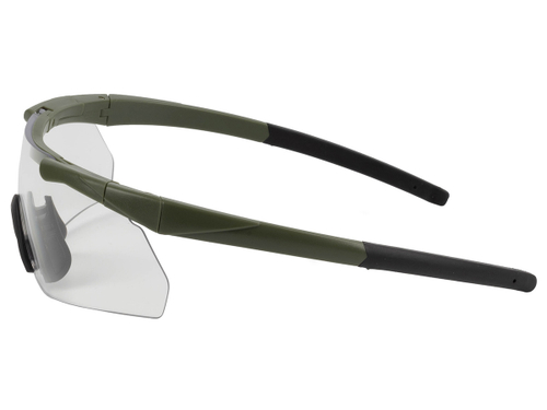 Очки стрелковые ShotTime Caracal, защитные, зелёные, линза прозрачная