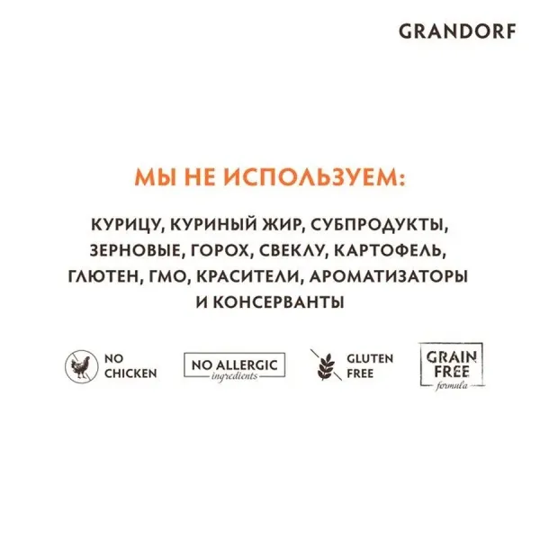 Сухой корм Grandorf DOG Duck&Turkey MED&MAXI для взрослых собак средних и крупных пород, утка с индейкой