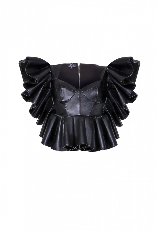 Топ черный из экокожи 16-03-22 SS