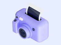 3D иллюстрация фотоаппарата моментальной печати